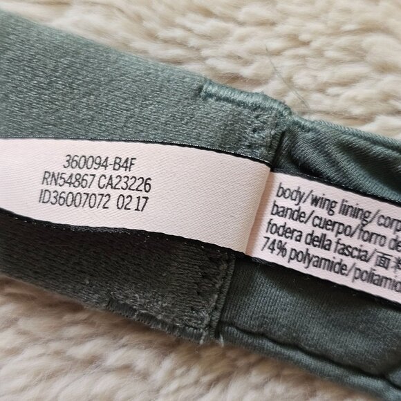 34DD Victorias Secret Body By Victoria Lined Perfect Coverage Bra Lace Green - Picture 10 of 10